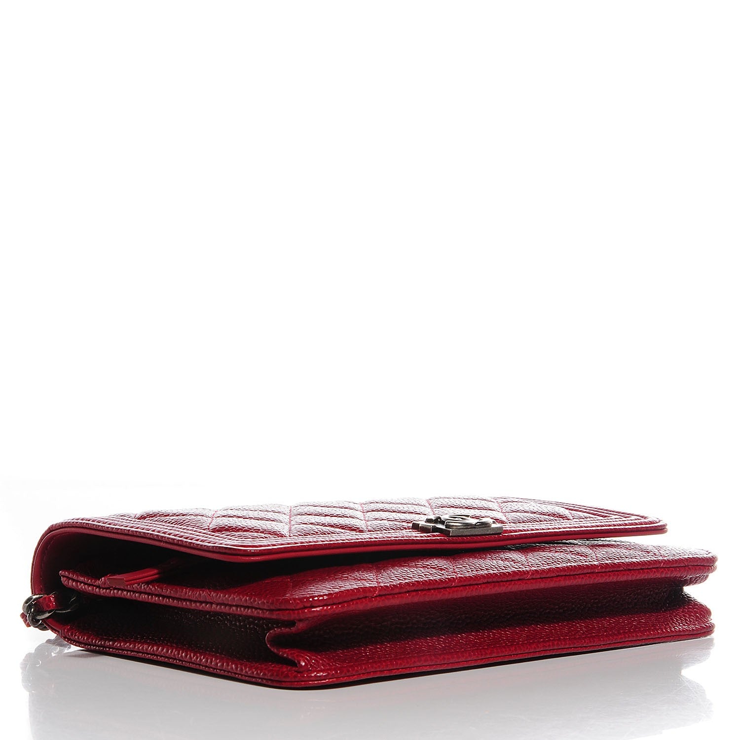 Chanel Caviar Quilted Boy Wallet On Chain WOC Red 4 of 9