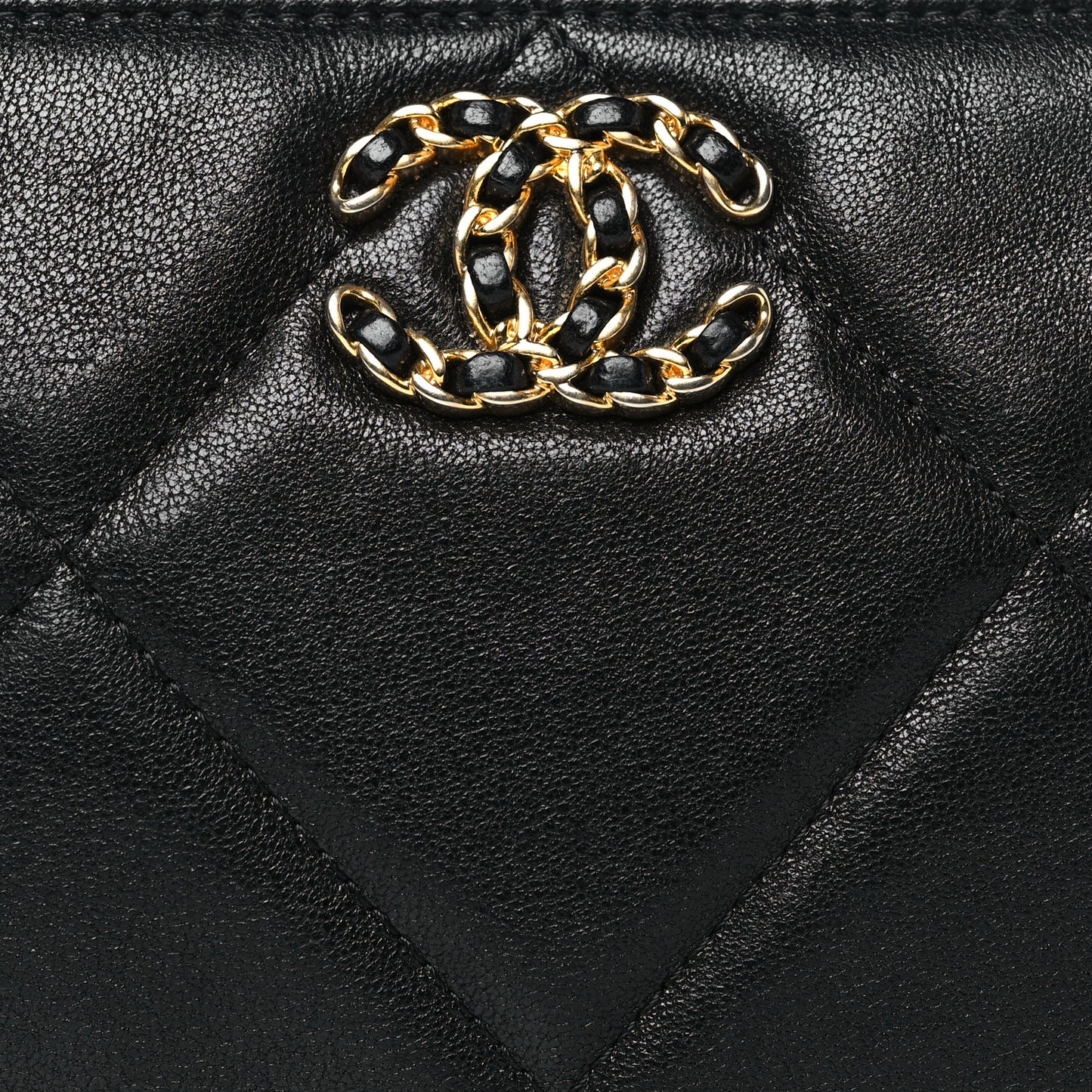 Lambskin Quilted Small Chanel 19 Pouch Black