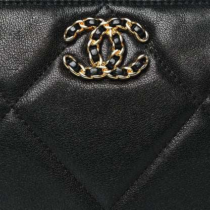 Chanel Lambskin Quilted Small Chanel 19 Pouch Black 8 of 8