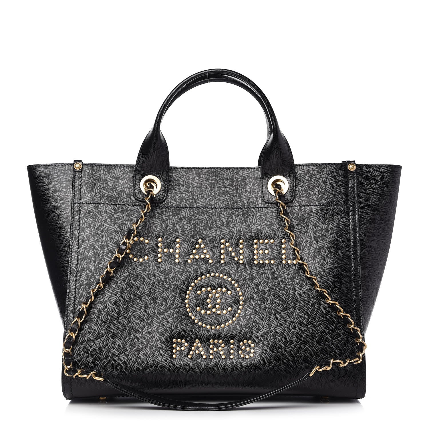 Chanel Caviar Small Studded Deauville Tote Black 1 of 13