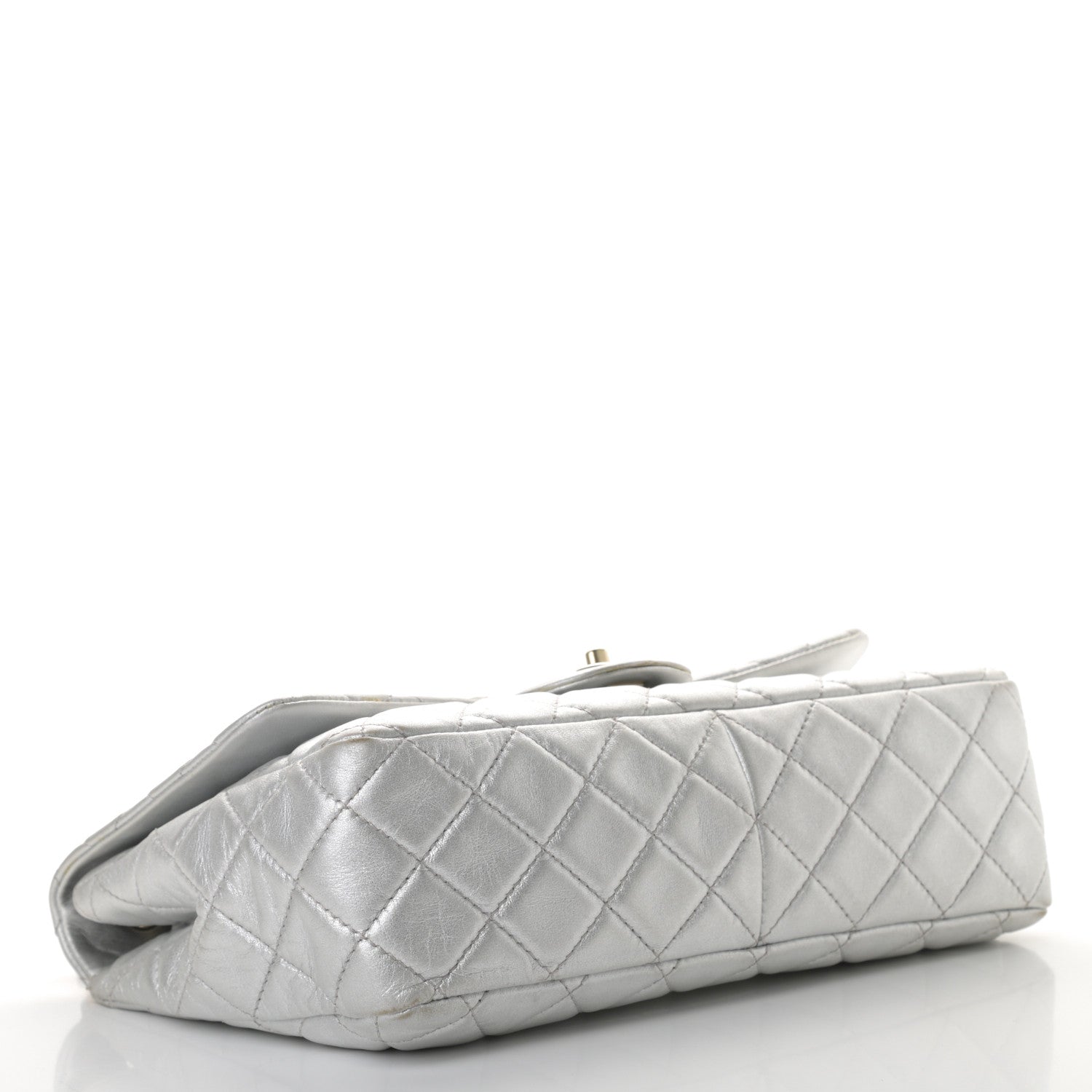 Chanel Metallic Lambskin Quilted Jumbo Single Flap Silver 4 of 14