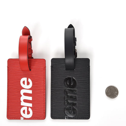 Louis Vuitton X SUPREME Epi Luggage Tag Set Black Red 2 of 3