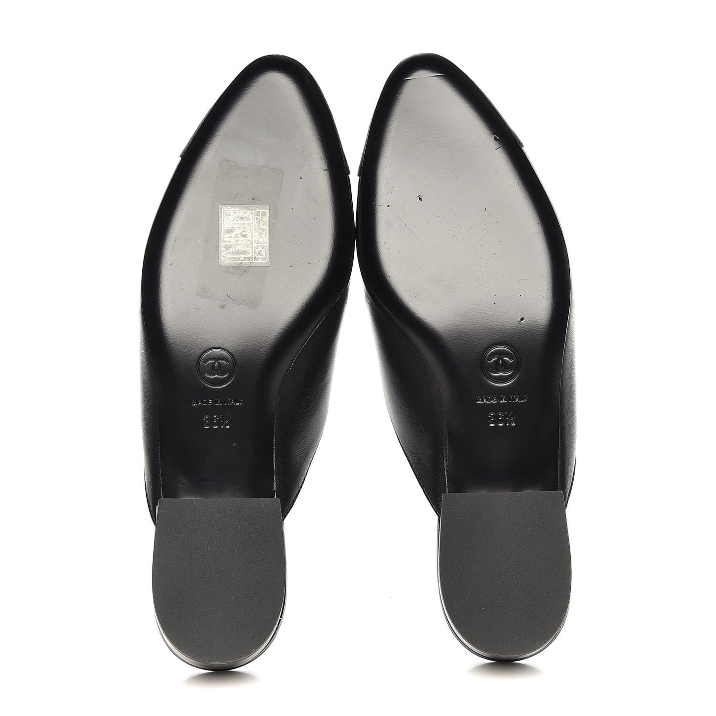 Lambskin Grosgrain Cap Toe Mules 36.5 Black