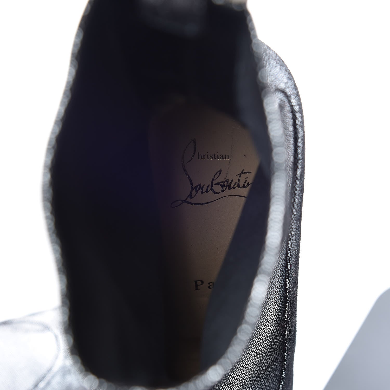 Christian Louboutin Nappa Stretch Gena 85 Bootie 37 Silver 7 of 9
