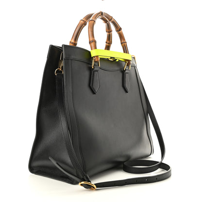 Gucci Calfskin Medium Diana Tote Bag Black Yellow Fluo 3 of 10