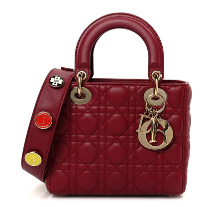 Christian Dior Lambskin Cannage Small Lucky Badges My Lady Dior Scarlet Red 1 of 9