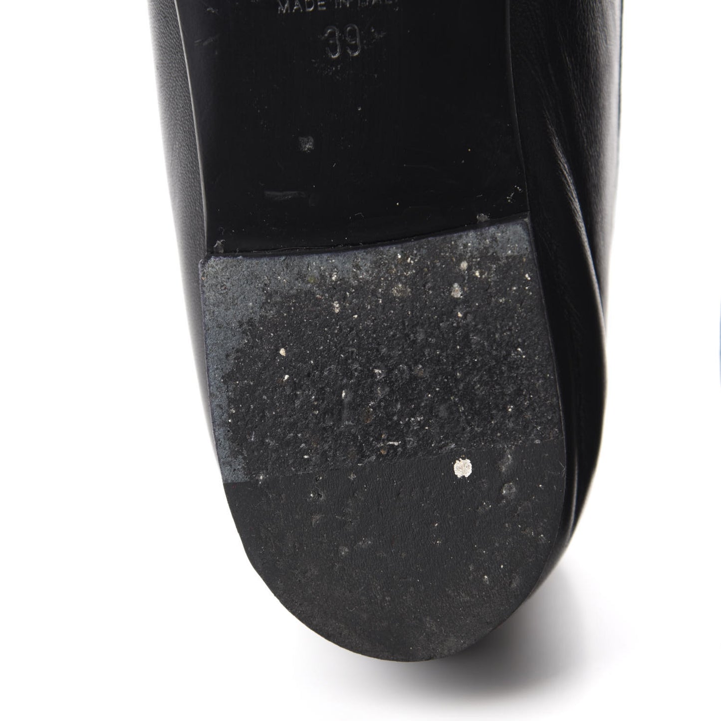 Lambskin Patent Cap Toe Ballerina Flats 39 Black