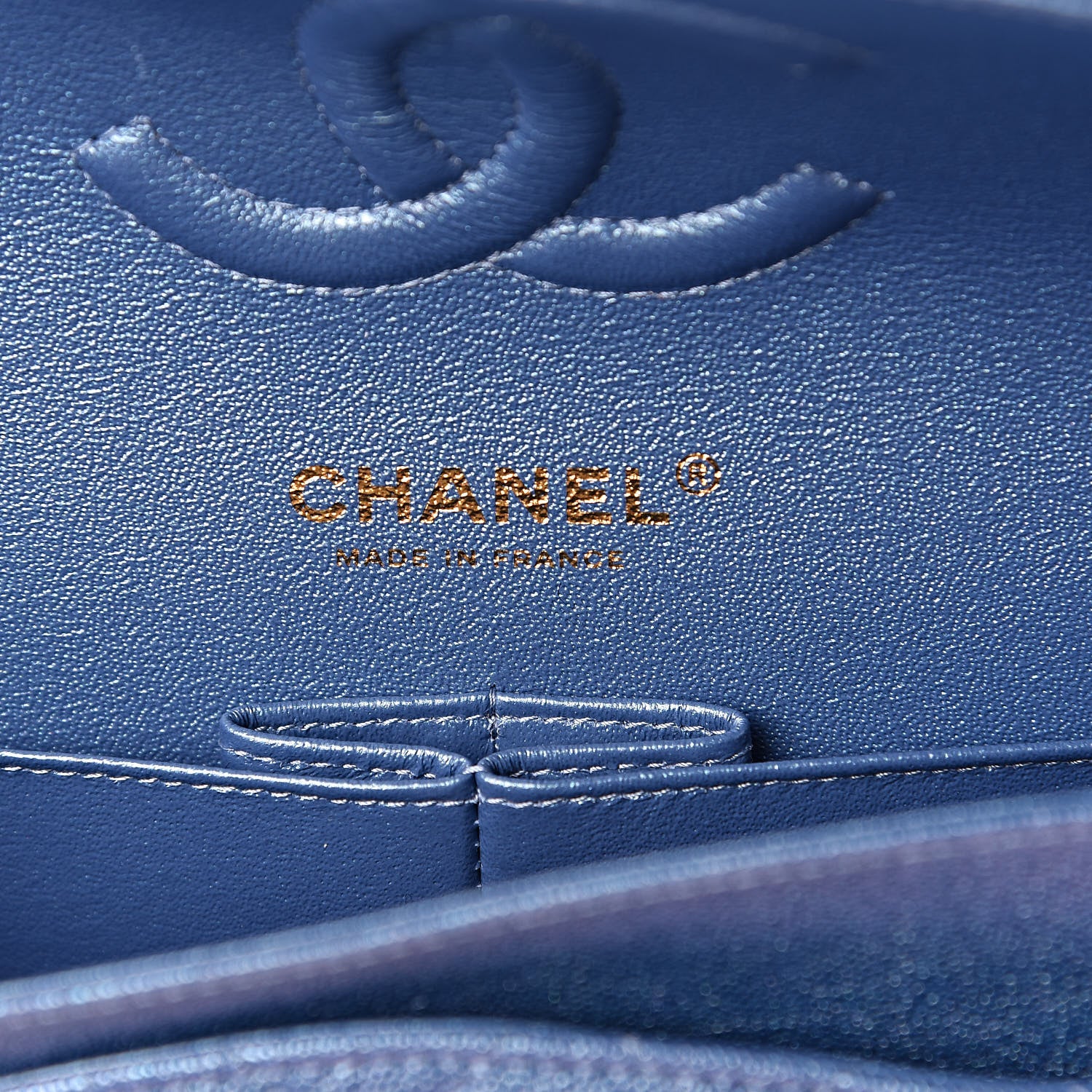 Chanel Iridescent Caviar Quilted Medium Double Flap Dark Blue 6 of 11