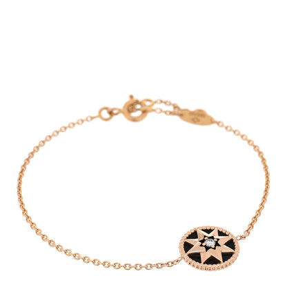 Christian Dior 18K Rose Gold Diamond Black Onyx Rose Des Vents Bracelet 1 of 3