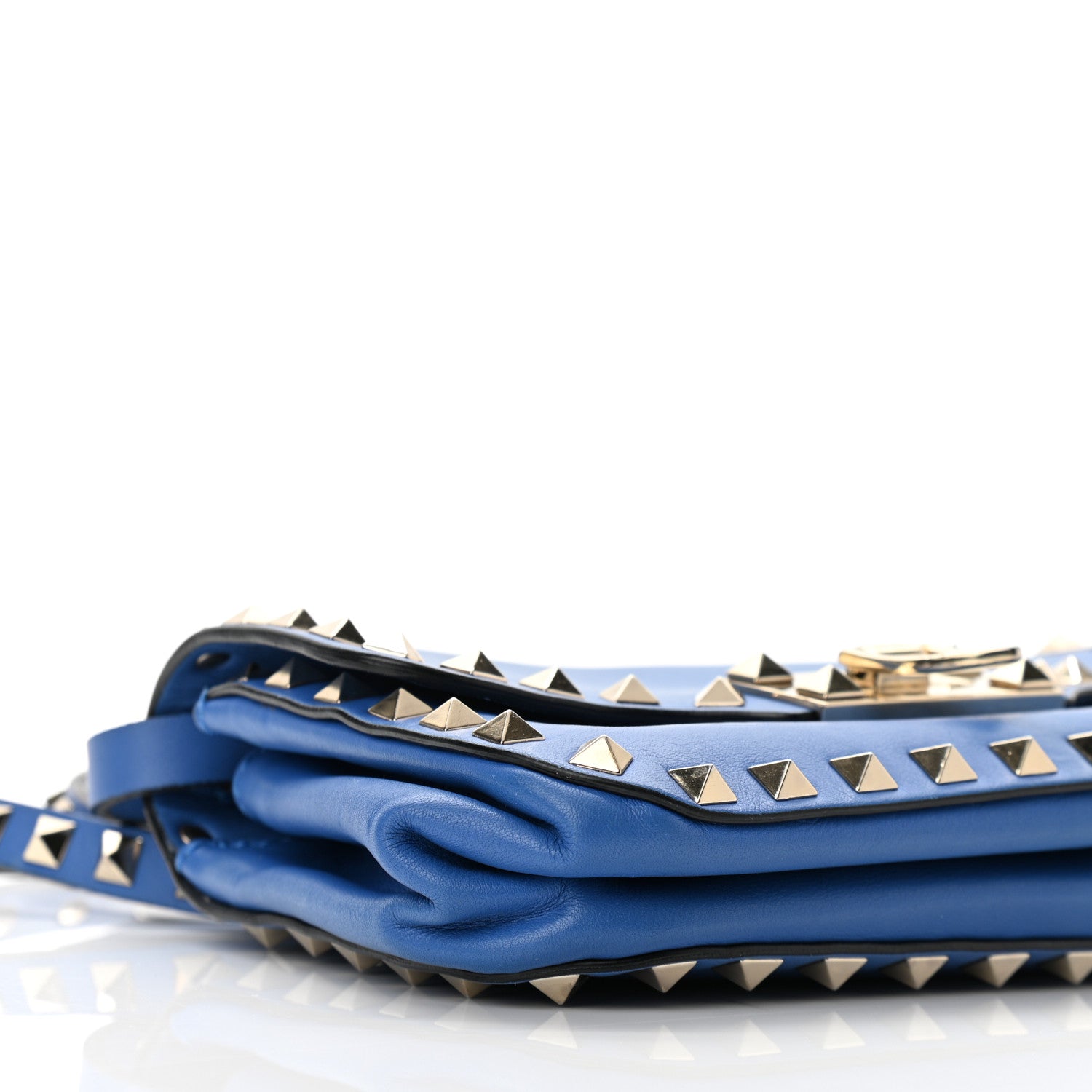 Valentino Garavani Vitello Mini Rockstud Flap Saddle Crossbody Bag Light Sapphire 9 of 10