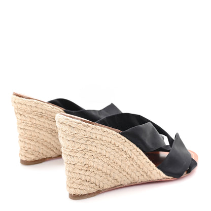Christian Louboutin Silk Satin Delfin Espadrille Wedges 37 Black 5 of 8