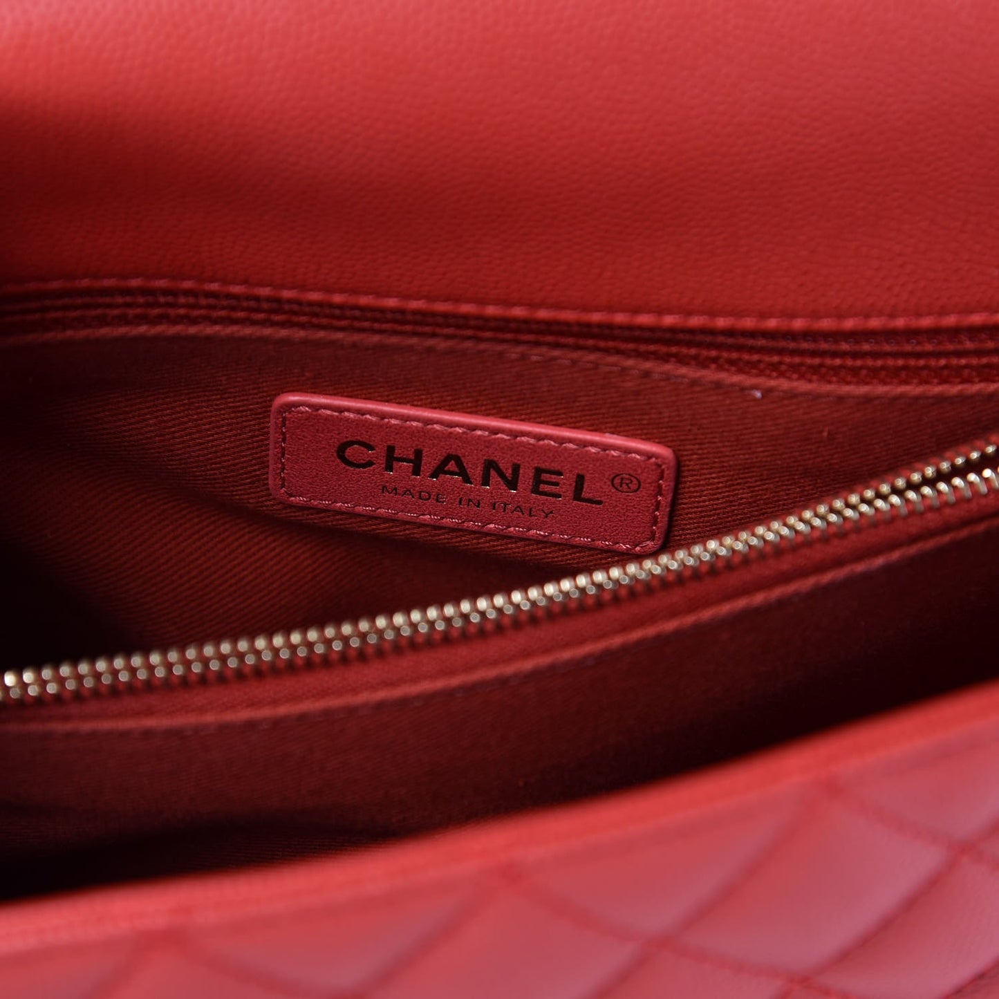 Caviar Quilted Small Coco Handle Flap Red