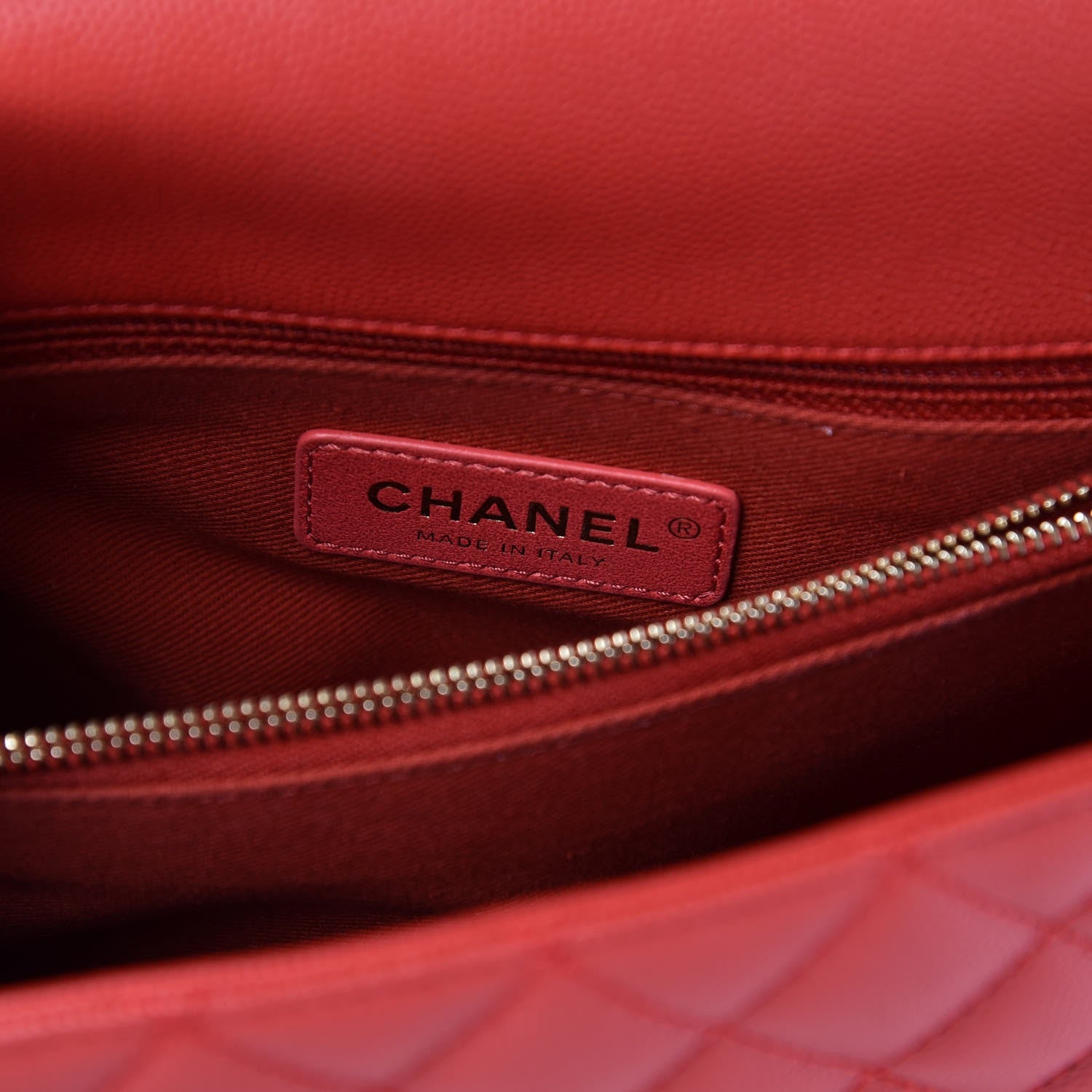 Chanel Caviar Quilted Small Coco Handle Flap Red 6 of 9