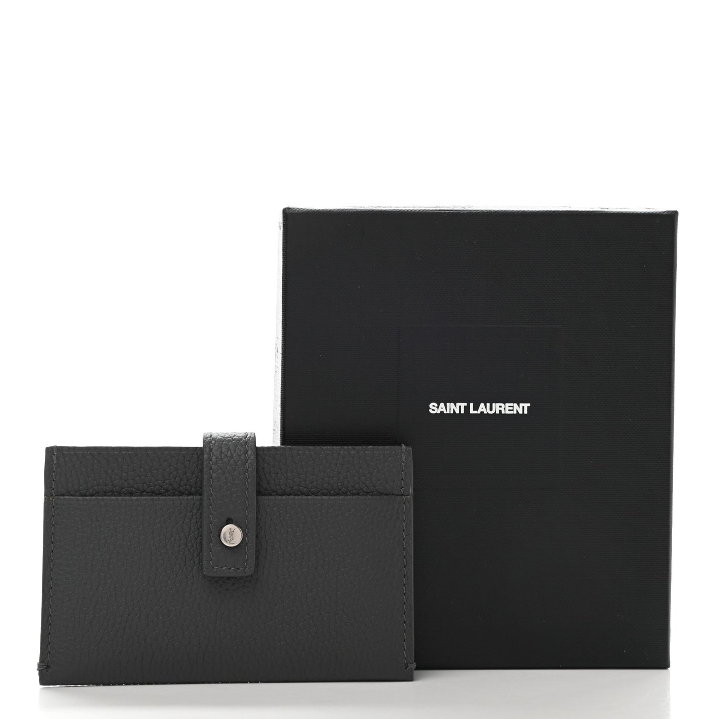 Grained Calfskin Sac De Jour Souple Card Case Grey