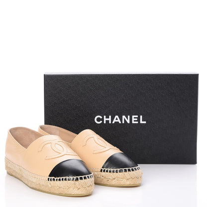 Chanel Lambskin CC Espadrilles 38 Beige Black 9 of 9