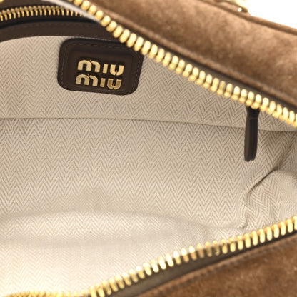 Miu Miu Suede Padded Regular Arcadie Top Handle Bag Cocoa Brown 5 of 9