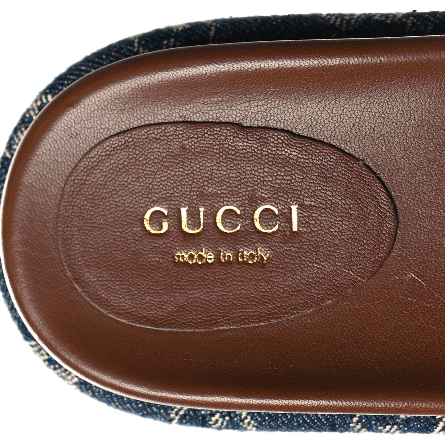 New Denim GG Monogram Angelina Platform 55mm Slide Sandals 36 Blue Tea