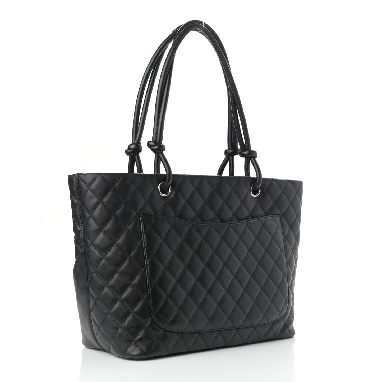 Calfskin Quilted Large Cambon Tote Black White