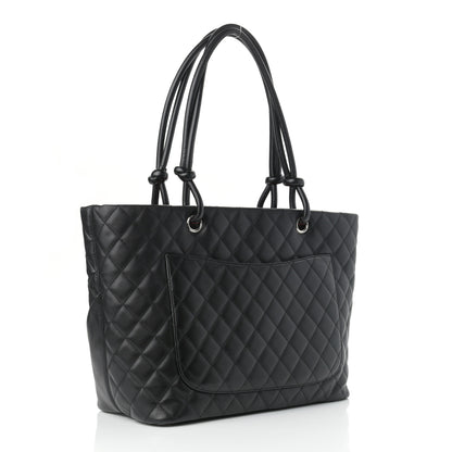 Chanel Calfskin Quilted Large Cambon Tote Black White 3 of 11