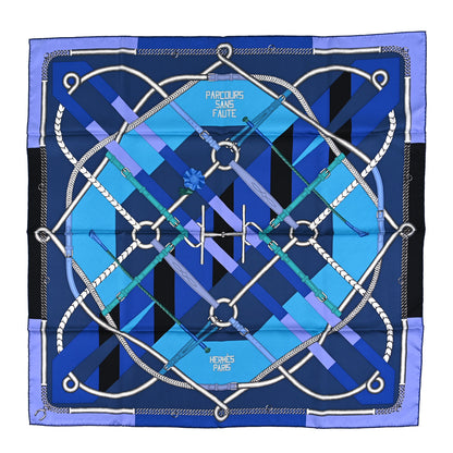 Hermes Silk Parcours Sans Faute Scarf 90 Ardoise Bleu Lagon Mauve 1 of 3