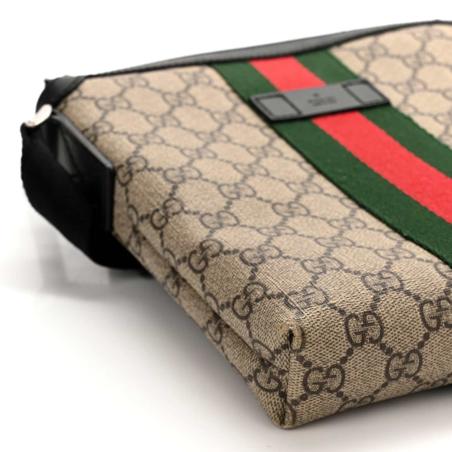 GG Supreme Monogram Web Messenger Bag Black
