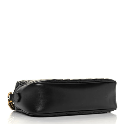 Gucci Calfskin Matelasse Small GG Marmont Chain Shoulder Bag Black 4 of 10