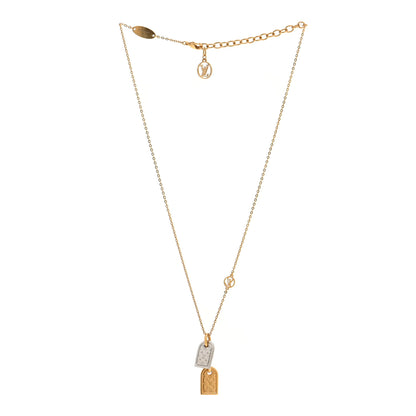 Louis Vuitton Nanogram Name Tag Necklace Gold 3 of 7