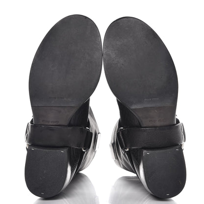 Miu Miu Calfskin Harness Motorcycle Boots 39 Black 7 of 10