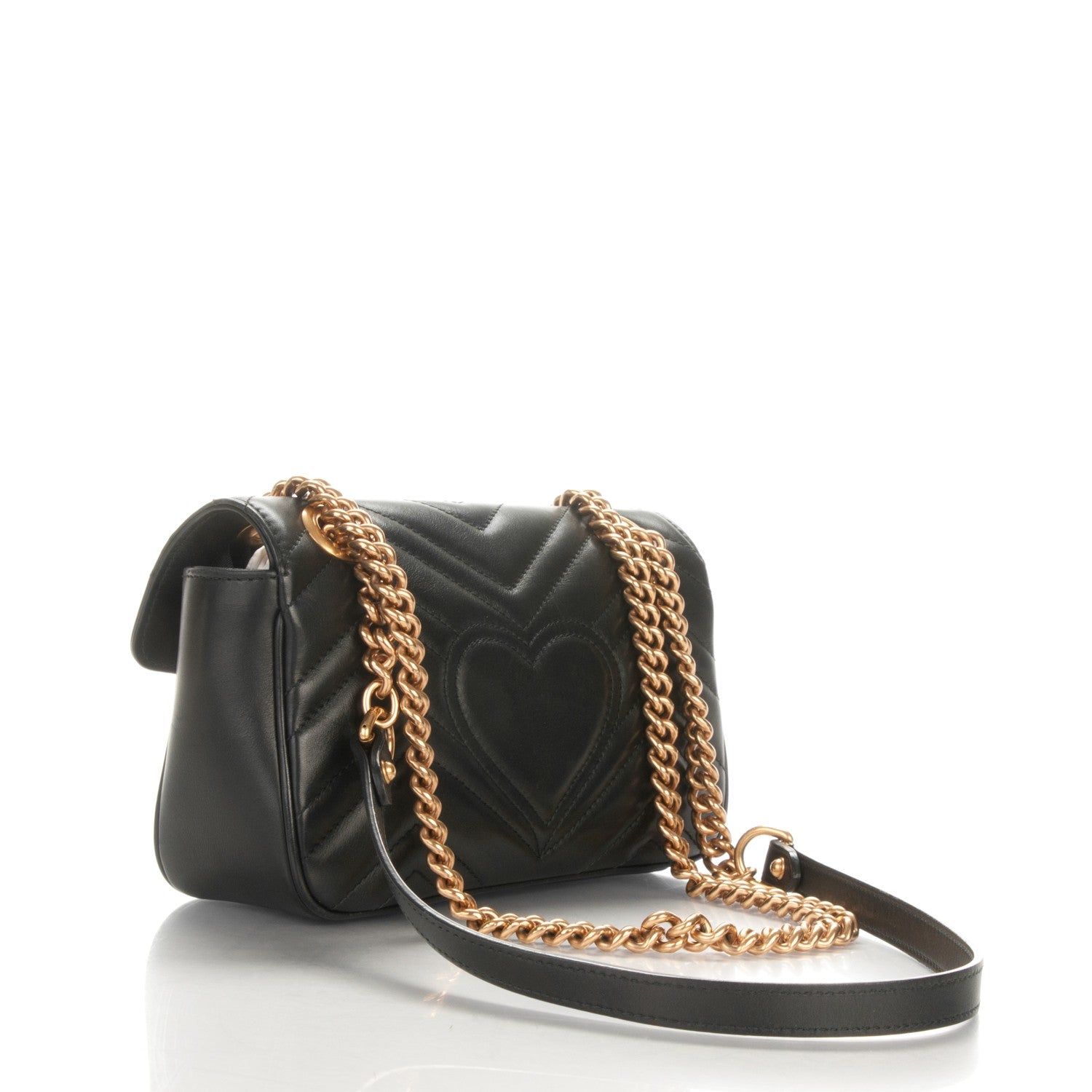 Gucci Calfskin Matelasse Mini GG Marmont Shoulder Bag Black 3 of 7