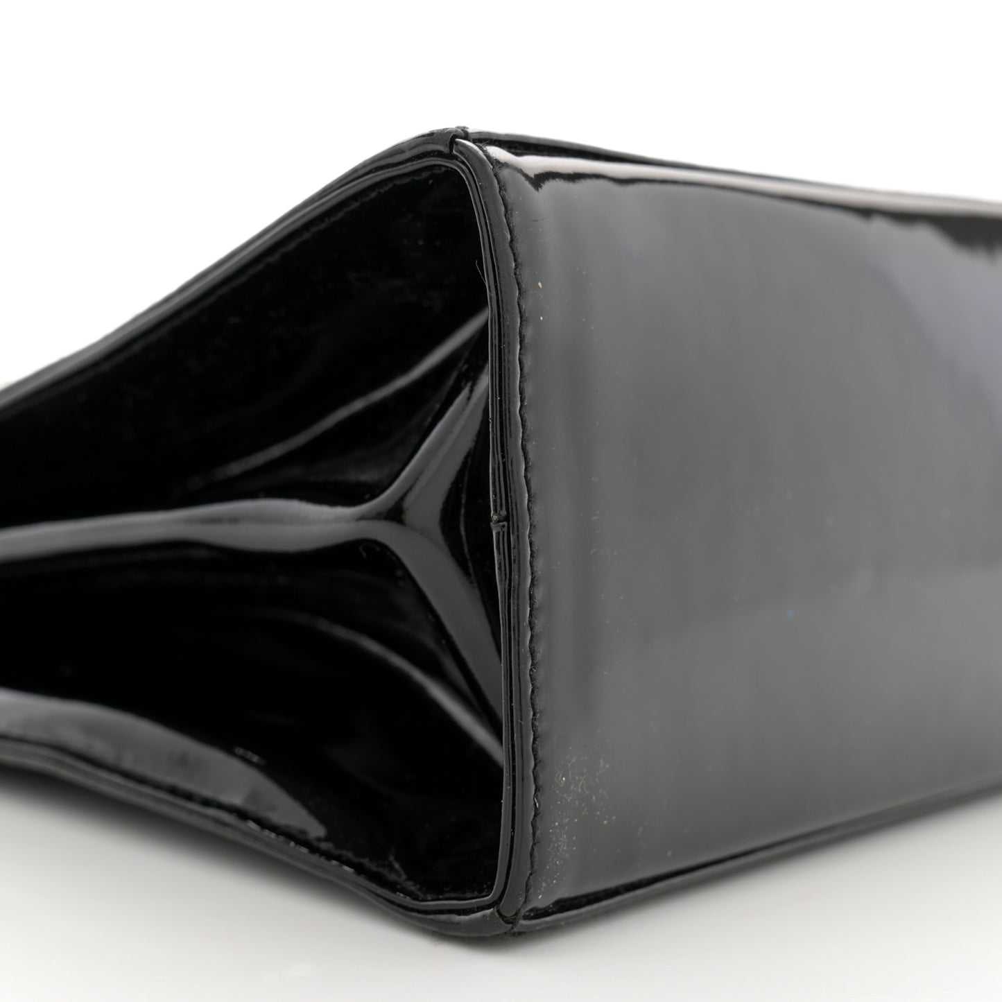 Patent Small Iconic Top Handle Bag Black