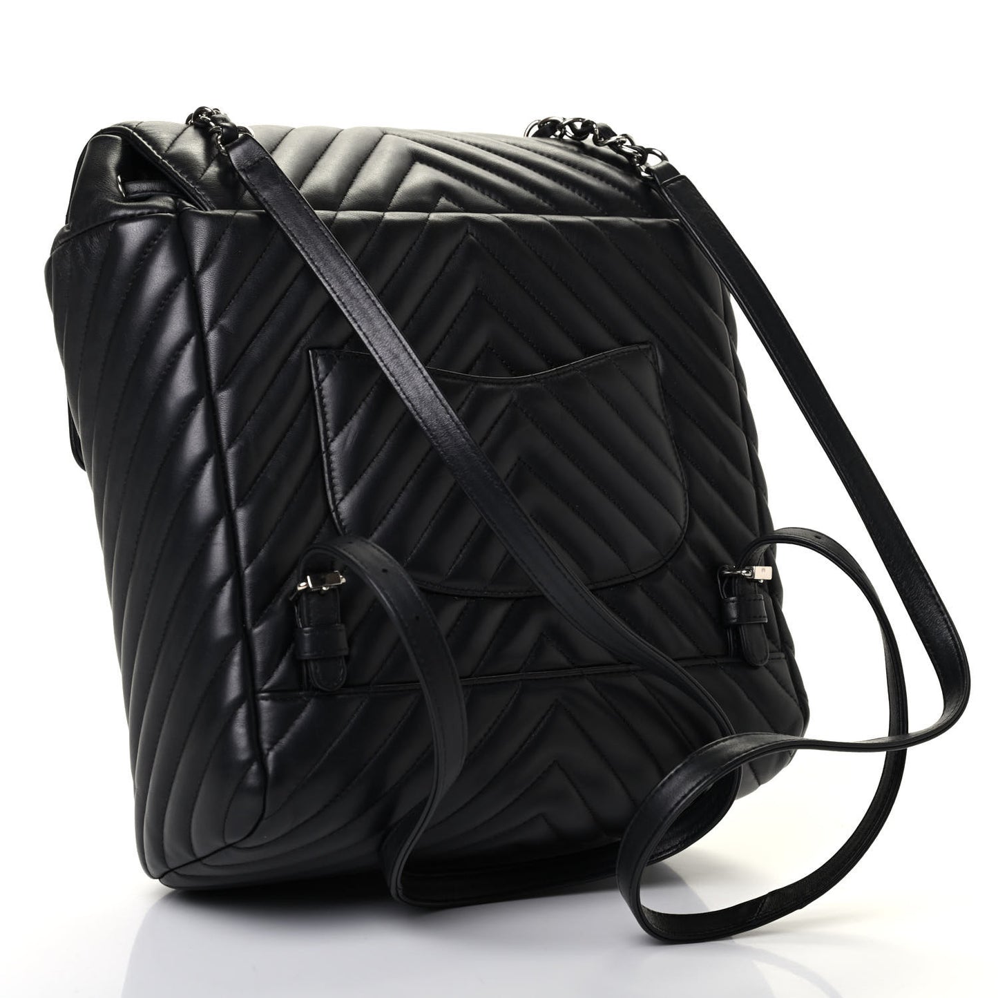 Calfskin Chevron Quilted Large Urban Spirit Backpack Black