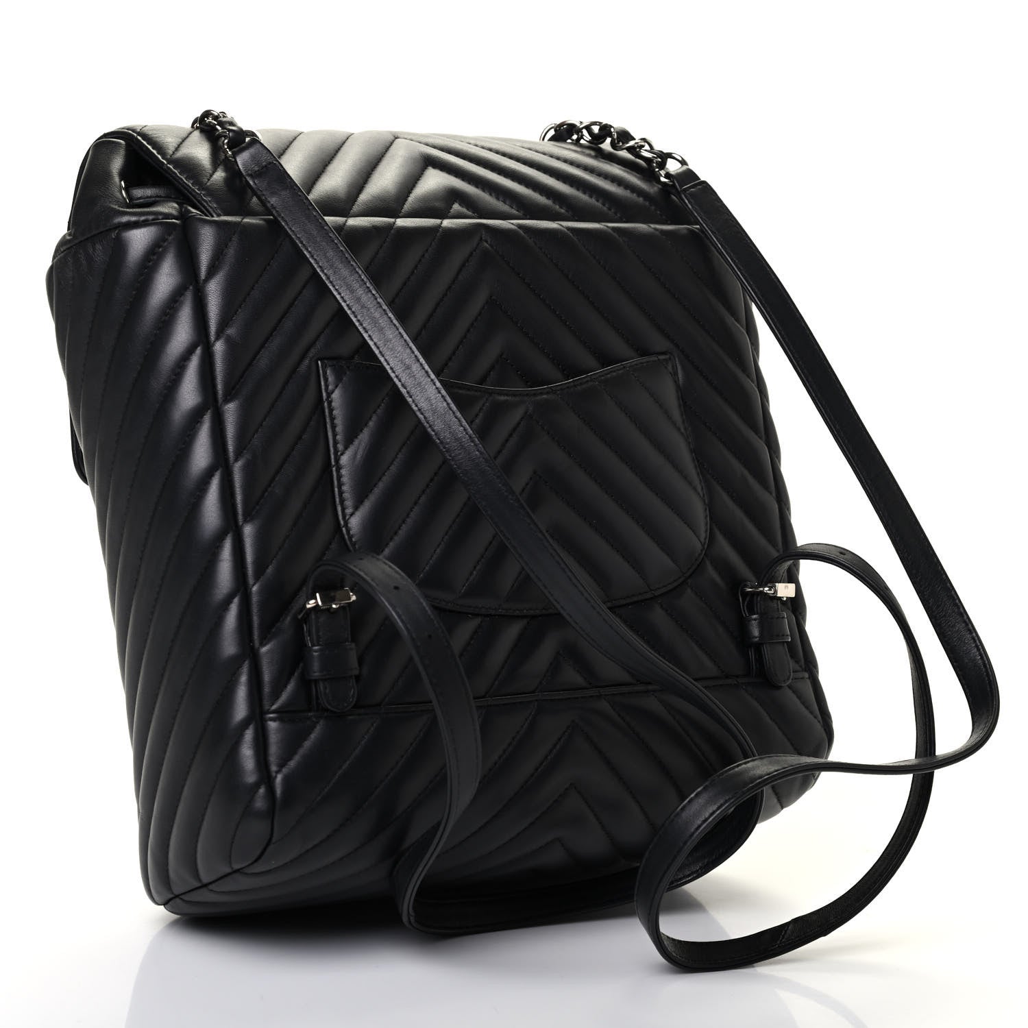 Chanel Calfskin Chevron Quilted Large Urban Spirit Backpack Black 2 of 4