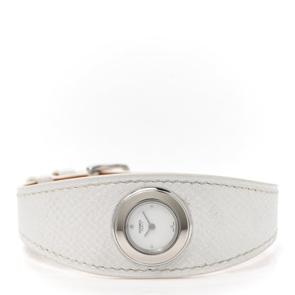 Hermes Stainless Steel Epsom Diamond 26mm Faubourg Manchette Quartz Watch Blanc 2 of 4