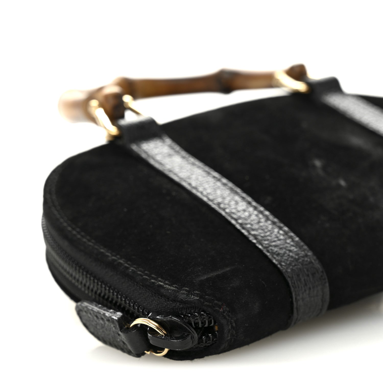 Gucci Suede Mini Bamboo Handle Bag Black 8 of 10