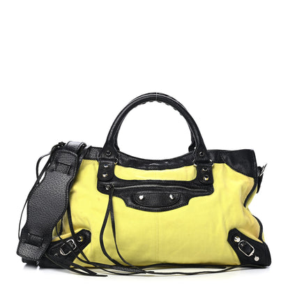 Balenciaga Boarskin Canvas Classic Silver Hardware City Yellow Black 1 of 11