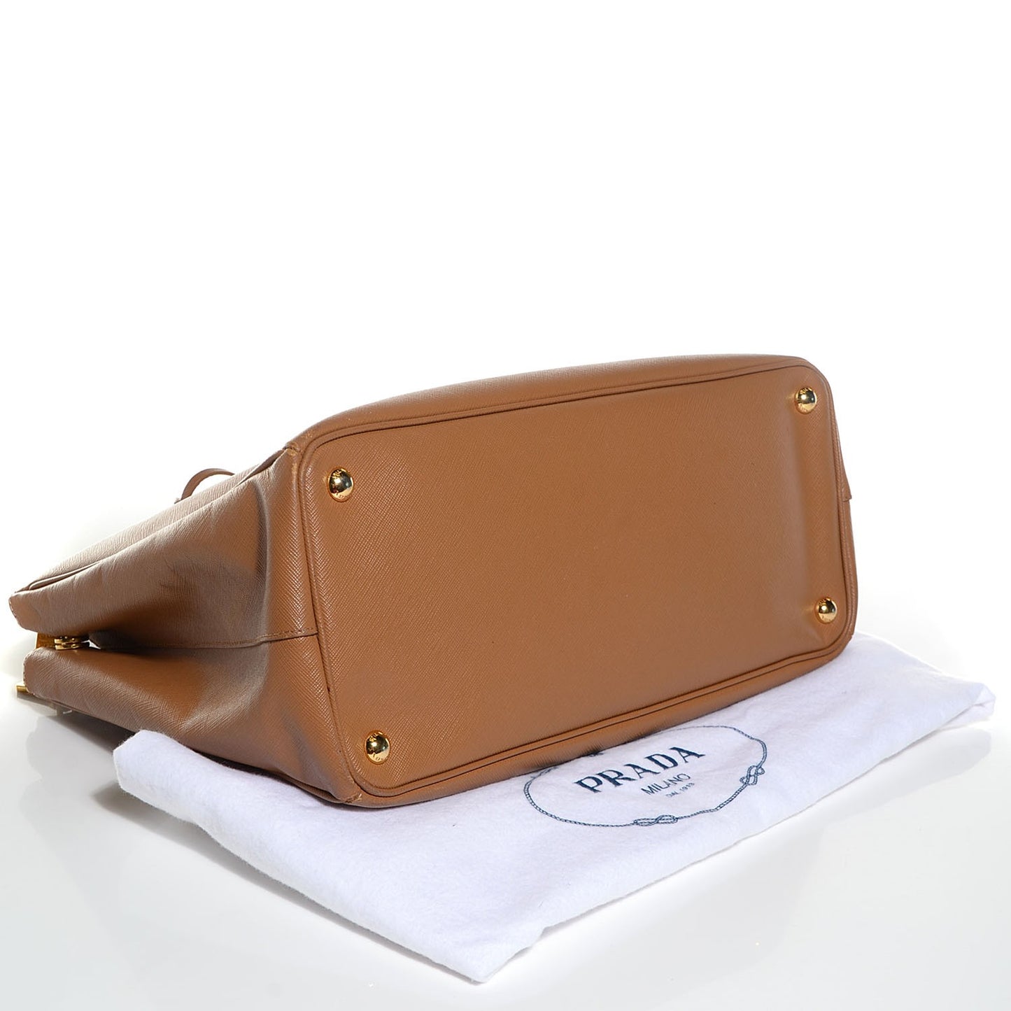 Saffiano Lux Large Double Zip Tote Caramel