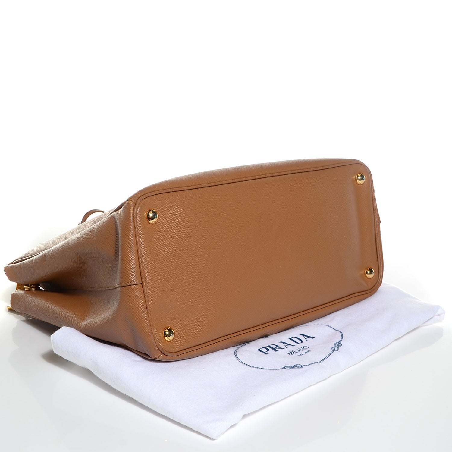 Prada Saffiano Lux Large Double Zip Tote Caramel 4 of 10