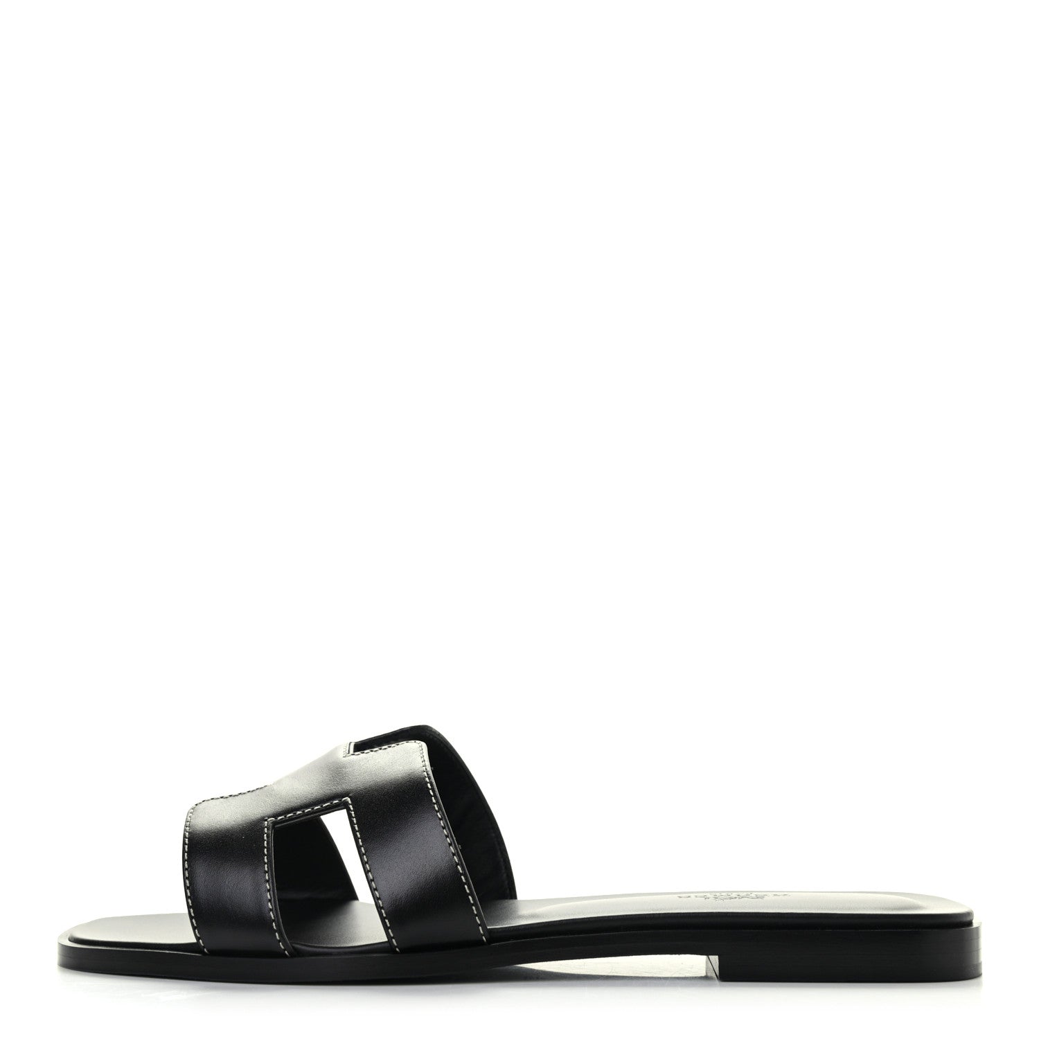 Hermes Box Calfskin Oran Sandals 38 Black 1 of 8