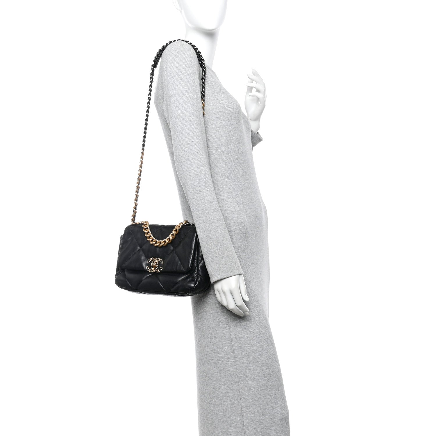 Chanel Lambskin Quilted Medium Chanel 19 Flap Black 2 of 10