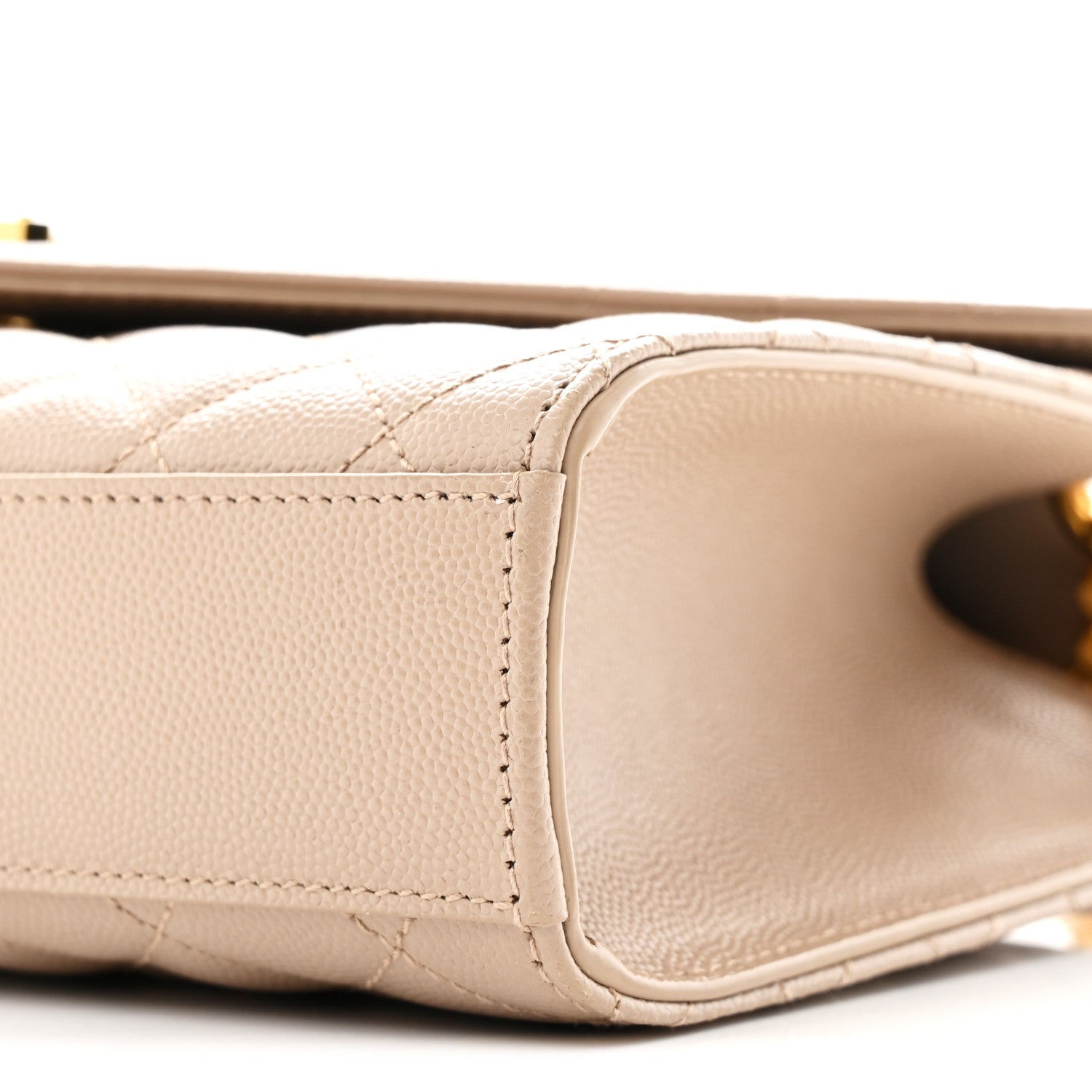 Saint Laurent Grain De Poudre Textured Mixed Matelasse Medium Triquilt Monogram Satchel Dark Beige 10 of 10