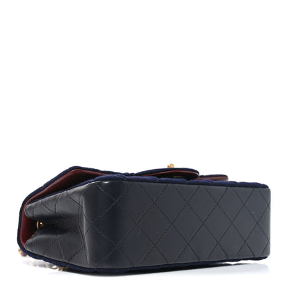 Chanel Felt Quilted Paris-Hamburg Charms Mini Rectangular Flap Black Dark Navy 4 of 10