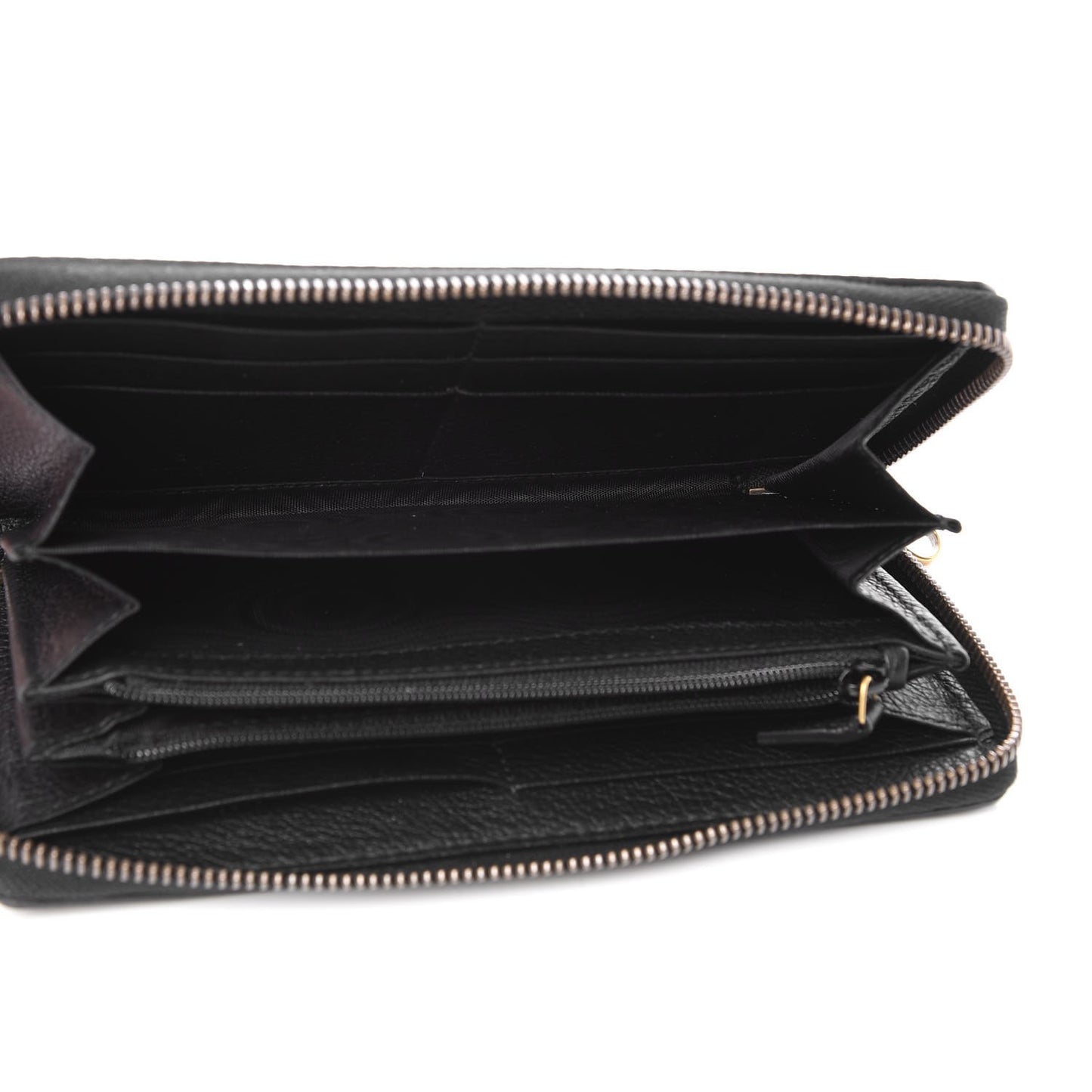 Calfskin Logo Zip Around Wallet Black