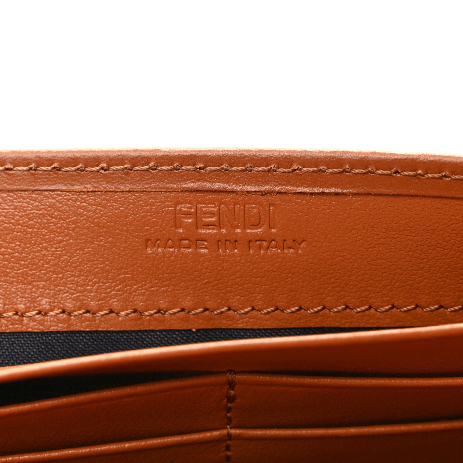 Fendi Vitello King Tamponato Logo Embossed Continental Wallet Cuoio 6 of 7