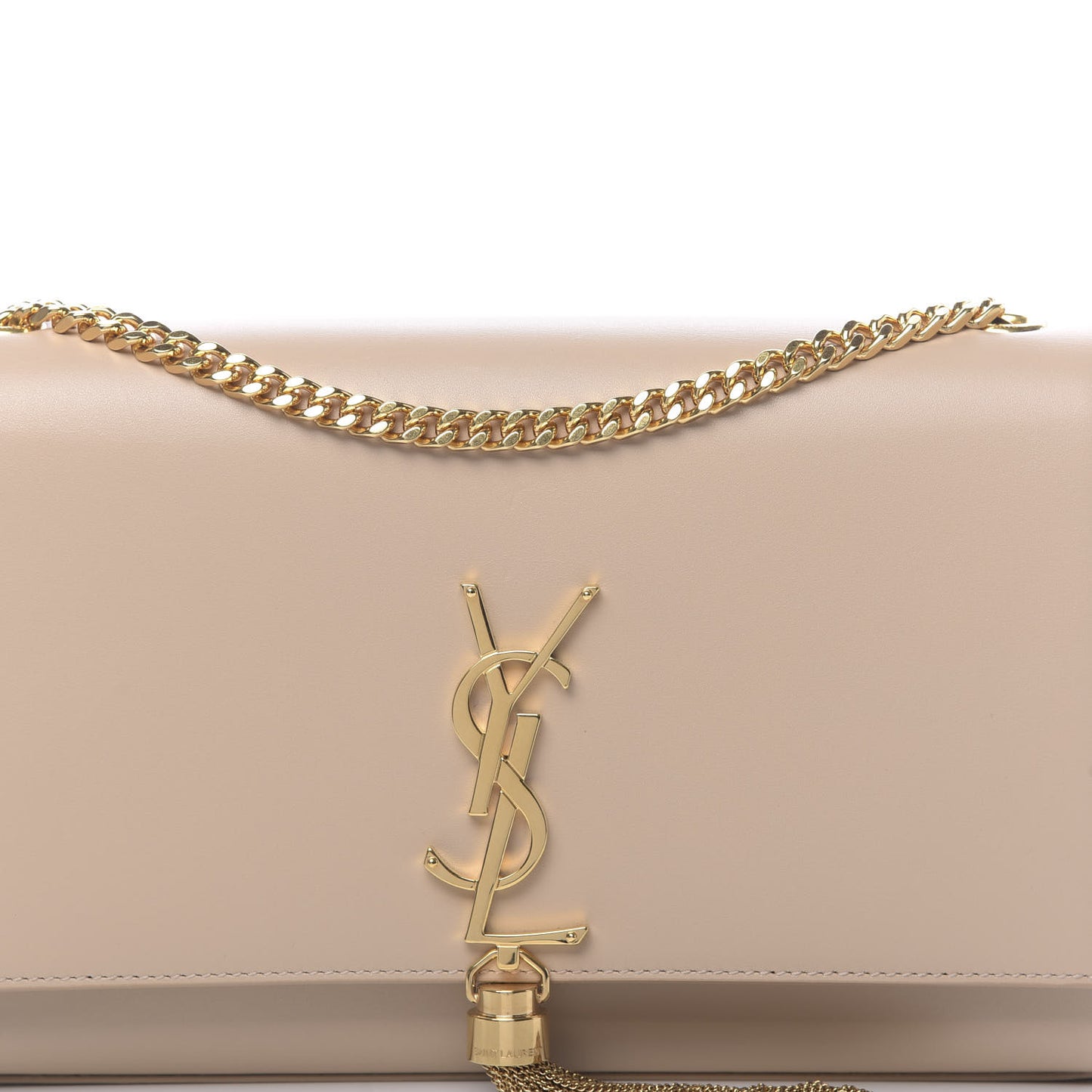 Smooth Calfskin Medium Classic Monogram Kate Tassel Satchel Nude Powder