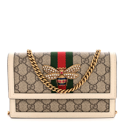 Gucci GG Supreme Monogram Web Queen Margaret Chain Wallet White 1 of 10