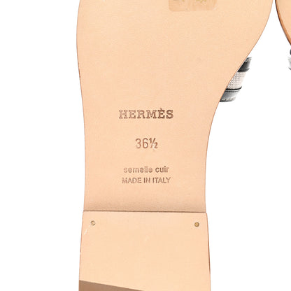 Hermes Calfskin Canvas Oran Sandals 36.5 Black 6 of 9