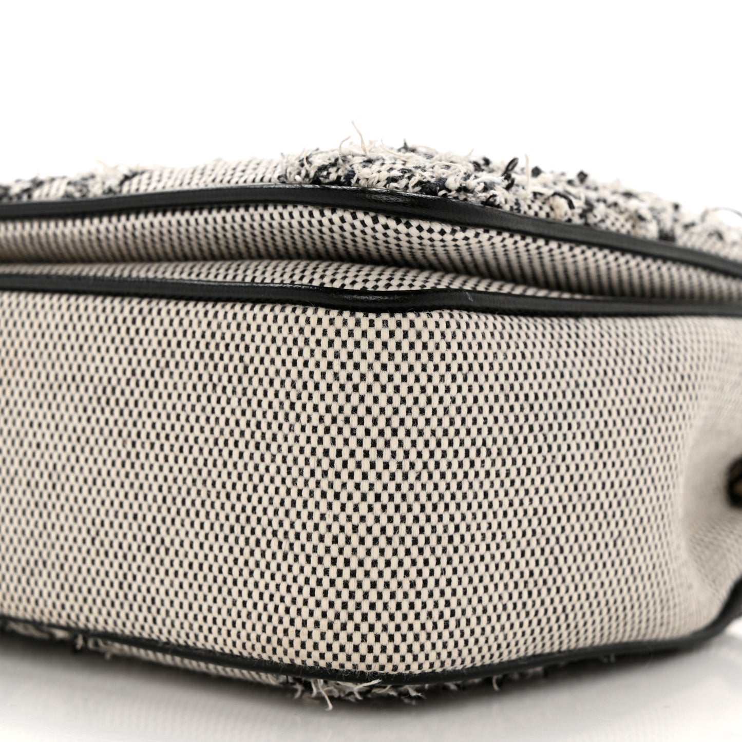 Lambskin Needle Punch Quilted Check Small Lola Bag White Black