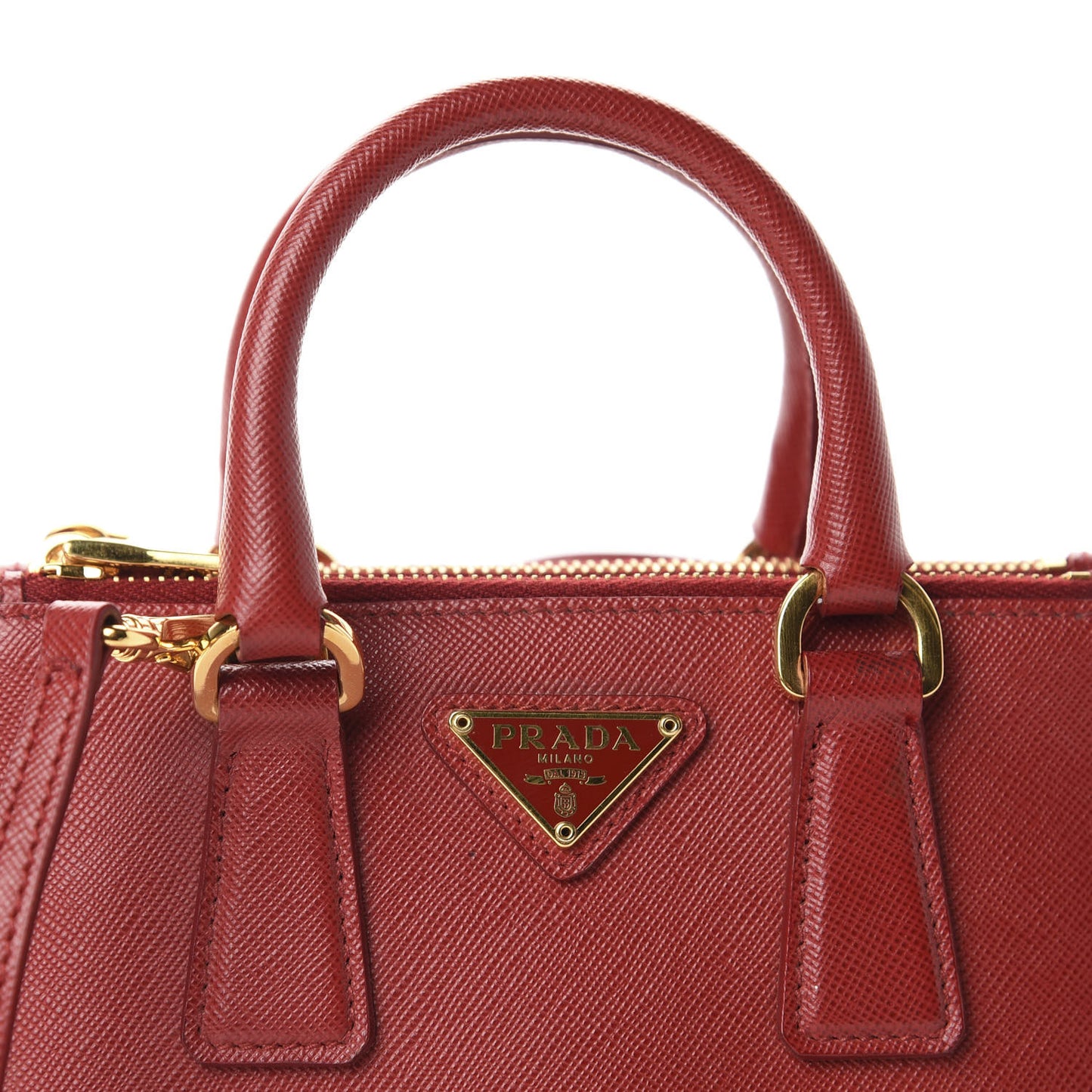 Saffiano Lux Micro Galleria Double Zip Tote Fuoco