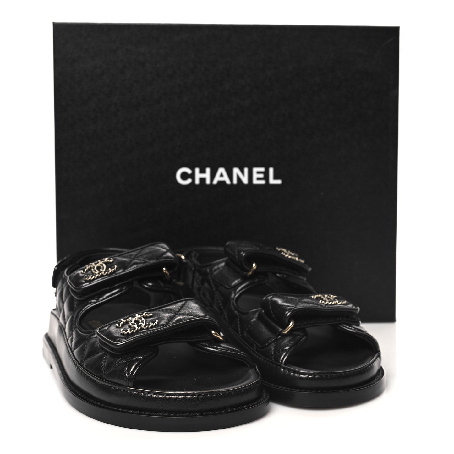 Lambskin Velcro Dad Sandals 35 Black