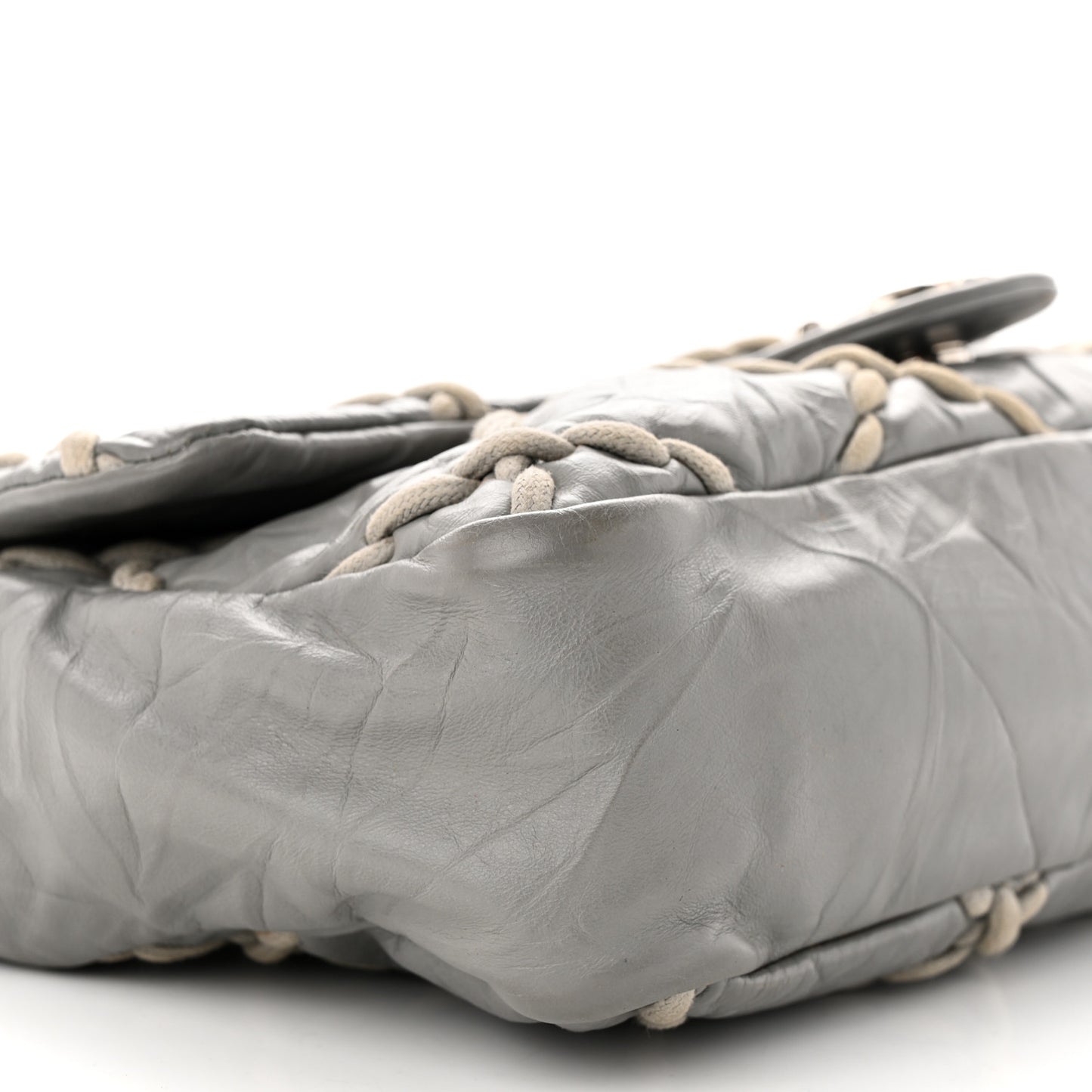 Calfskin Medium Ultra Stitch Flap Grey